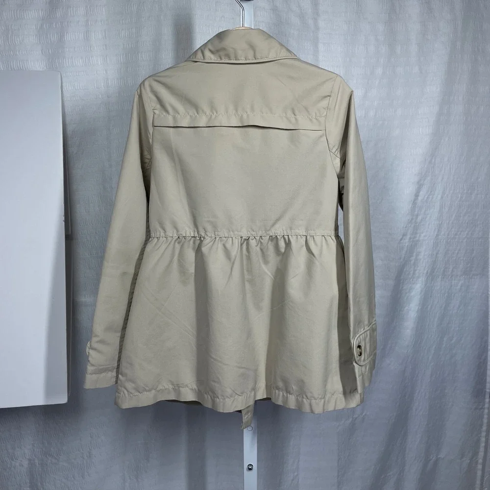 OshKosh Bgosh Girls Khaki Double Breasted Peplum Trench Coat Jacket Size 7